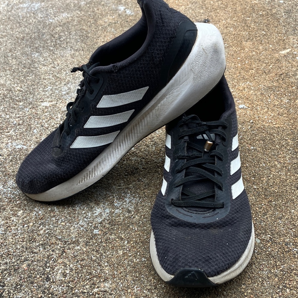 Adidas Men's Black and White Sneakers